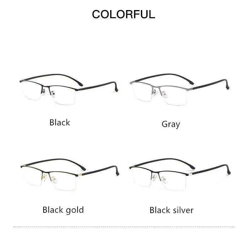 Yimaruili Men's Semi Rim Carbon Fiber Alloy Frame Eyeglasses 96071
