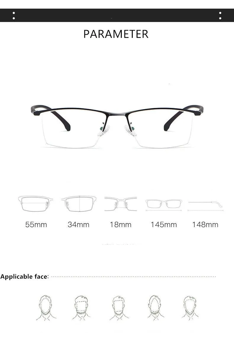Yimaruili Men's Semi Rim Carbon Fiber Alloy Frame Eyeglasses 96071