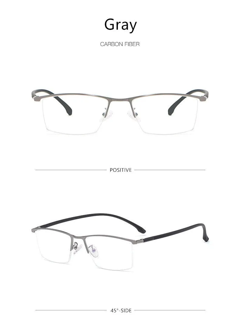 Yimaruili Men's Semi Rim Carbon Fiber Alloy Frame Eyeglasses 96071